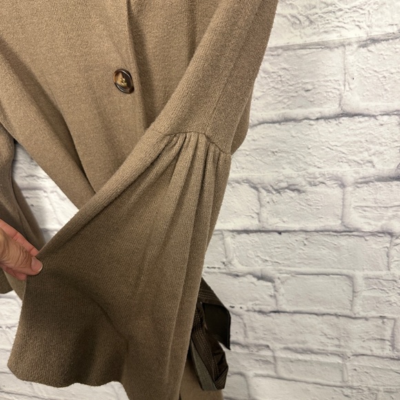 A Common Thread Taupe Belted Coat – Asymmetrical Button Front - Picture 5 of 14